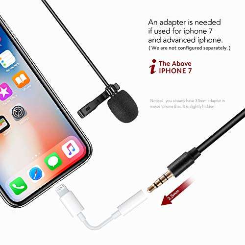 Lavalier Microphone, ESDDI Omnidirectional Lavalier Lapel Mic with 236 Inch Cord, Perfect for Recording YouTube Interview Video Conference Podcast Voice Dictation iPhone 6