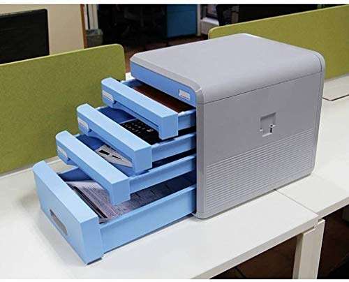 Desk Organiser - for Documents Desktop Office Stationery File Newspaper Racks Password Lock Cabinet Product Edge Pen Box Pp Plastic,Colour:Blue (Color : Blue) 5