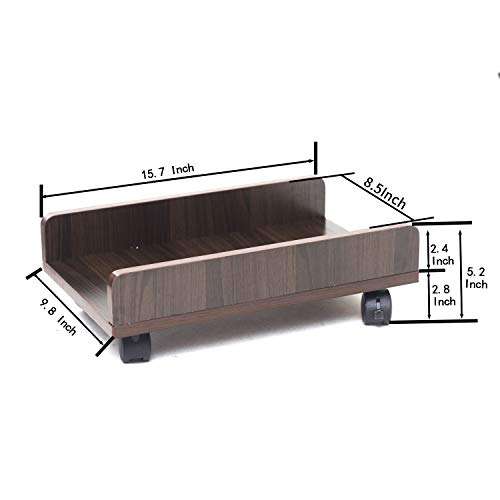 BESTIER Computer Tower Stand CPU Stand Cart with Protective Sides CPU Holder with 4 Caster Wheels Under Desk (Brown) 6