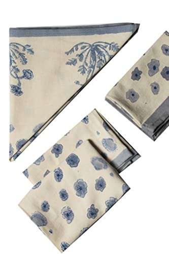 Contrast Living Anuja Hand Block Printed Kitchen Towel / Dish Towel / Hand Towel Multi Color Set of 3 Pcs 4
