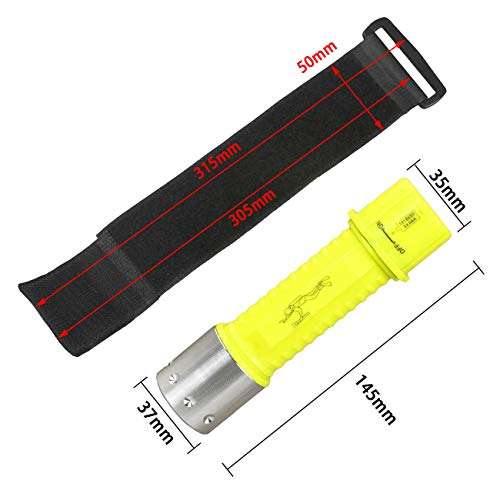 Jisell Scuba Diving Flashlight 3 Modes Handheld IPX8 Waterproof Level Underwater Torch Scuba Safety Light with Battery Charger 6