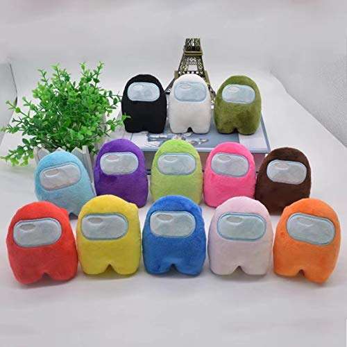 SIHUAN 12PCS Among Us Plush Stuff Animal Plushies Toys Merch Plushie Red White Blue Black Purple Green Pink Yellow Orange Plushies Toys Gifts for Game Fans Crewmate 3