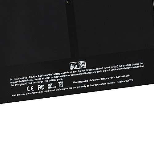 GWY-TECH New Laptop Battery for Apple MacBook Air 11 inch A1375 A1370 [Late 2010 Version] 661-5736 020-6920-A 020-6920-B 020-6920-01 MC505 MC505LL/A MC506 MC506LLA MC506LL/A MC507LL/A [7.3V 35Wh] 5