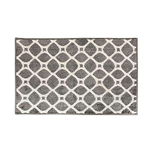 95 Threads Micro Knitted Bath/Trellis Soft Microfiber Fast Dry Water Absorbent Anti-Slip Bathmats Floormat Bathroom Rugs for Home & Hotel (Grey 17x24 Inch 6