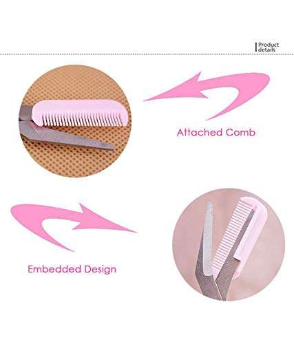 Jeval Womens Mini Brow Class Cutting Scissors Easy-to-use Eyebrow Trimmer with Comb (Multicolor) -Set of 2 4