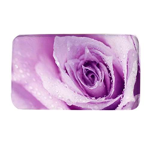 Elegant Essence Kitchen Floor Mat Comfort Anti Slip Flannel Indoor Bahroom Rug Purple Rose 3