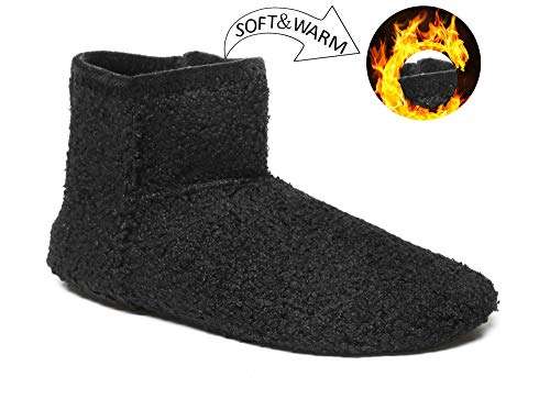 WaltZon Womens Mens Lightweight House Slippers Shoes With Rubber Sole Soft Bedroom Anti Slip Indoor Home Shoes(WZ2235-M-Black-Gray41) 4