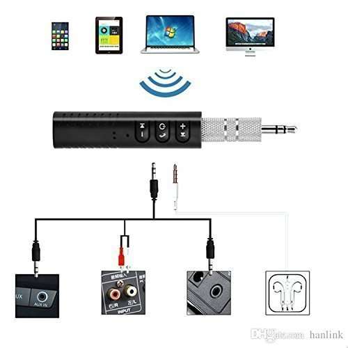 Kitgohut BT450 Wireless Bluetooth Receiver 3.5mm Jack Stereo Bluetooth Audio Music Receiver Adapter for Speaker Quastro Car Aux Hands Free Kit Compatible with All Android, iOS and iOS Devices 5