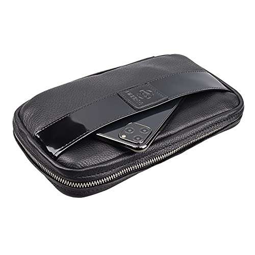 Portable Cowhide Cigar Bag, Multifunctional Cigar Box, Black Leather case, Wallet, Mobile Phone Bag(Color:Black,Size:26163.8cm) 5