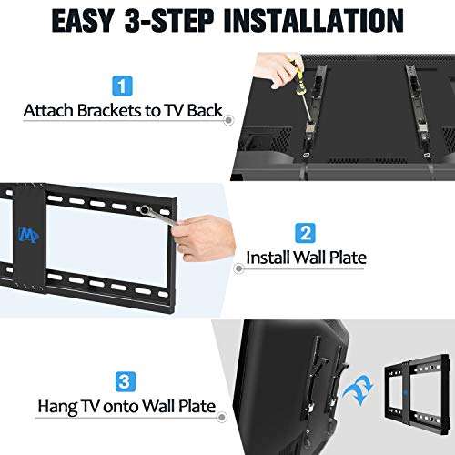 Mounting Dream TV Mount for Most 37-70 Inch TV, Universal Tilt TV Wall Mount Fit 16", 18", 24" Stud with Loading Capacity 132lbs, Max Vesa 600 x 400mm, Low Profile Flat Wall Mount Bracket MD2268-LK 6