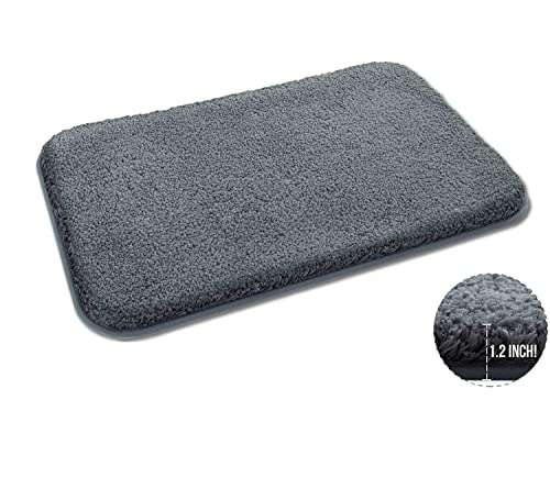 BSPS | Grey Bath Mats for Bathroom Non Slip Ultra Thick and Soft Shaggy Plush Striped Floor Mats Bath Rugs Set, Microfiber Door Mats for Kitchen/Living Room ( Pack 1 Size 40x60 cm ) 5