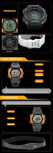 LAD WEATHER GPS-Navigation Altimeter-Digital-Compass Heart-Rate-Monitor Triathlon-Climbing-Jogging-Outdoor-Watch (Black+) 4