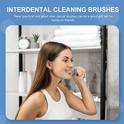 GLEAVI 30Pcs Teeth Interdental Brush Small Teeth Brace Brush Between Gum Cleaner Plaque Removal Pick Tooth Cleaning Supplies for Women and Men Blue 3