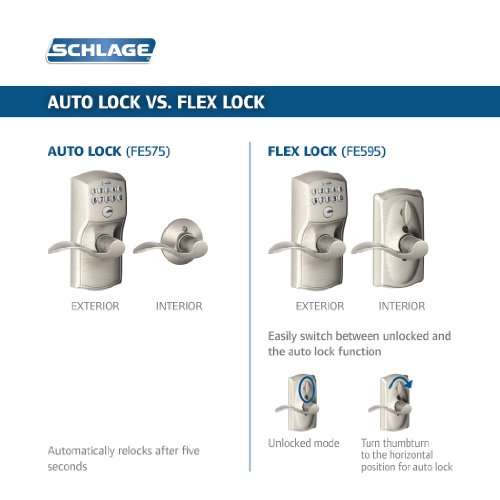 Schlage FE595 CAM 716 Acc Camelot Keypad Entry with Flex-Lock and Accent Levers, Aged Bronze & Lock Company Single Cylinder Deadbolt with Camelot Trim, Aged Bronze (B60 N CAM 716) 3