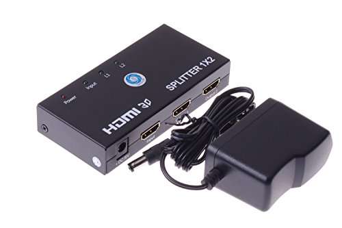 SMAKN HDMI Splitter 1 in 2 out(1X2) Ports Box Powered, Support 3D 1080P up to 1920X1080/60Hz HDMI 1.4 and 1.4a 4
