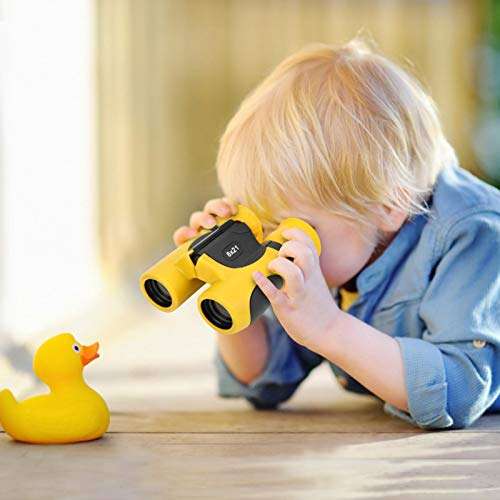 DAUERHAFT Children Binoculars Rubber + Metal with Horn Eye Mask Children Binocular Telescope Wonderful Gift for Your Kids Help Expand The Childs Horizons(Yellow) 5