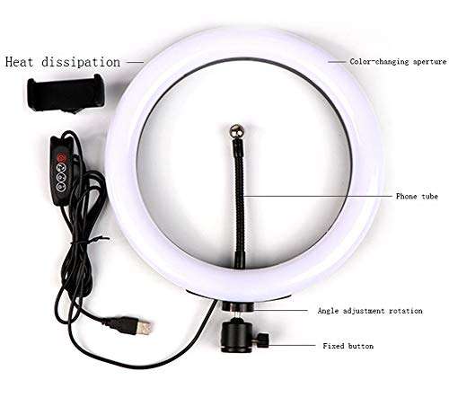 DTNSSTB 26cm LED Ring Light 3 Lights Mode 360 Degree Rotating USB for Makeup Video Shooting Photography Lighting 5