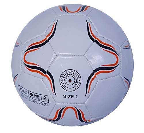 SYNPLAY Machine Stitched Mini Foot Ball with Pump, Size 1, Pump 6", Synthetic Rubber (White) 4