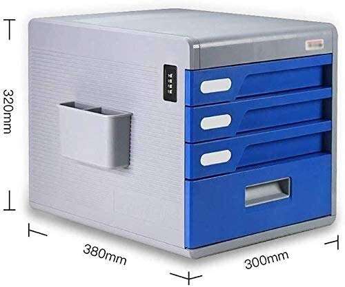 Desk Organiser - for Documents Desktop Office Stationery File Newspaper Racks Password Lock Cabinet Product Edge Pen Box Pp Plastic,Colour:Blue (Color : Blue) 3