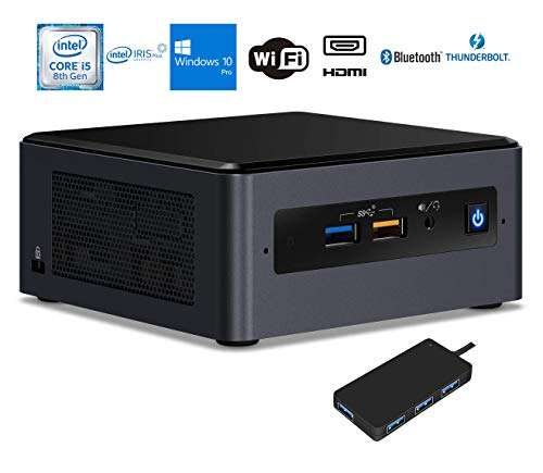 Intel NUC NUC8I5BEH Home and Business Desktop Black (Intel i5-8259U 4-Core, 64GB RAM, 1TB PCIe SSD + 1TB HDD (2.5), Intel Iris Plus 655, WiFi, Bluetooth, 1xHDMI, Win 10 Pro) with Hub 2