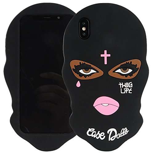 iPhone X Case, Miniko(TM) Thug Life 3D Cute Unique Cartoon Big Eyes Woman Face Masked Teared Girl Jesus Christian Cross Coque Soft Silicone Gel Case Cover for Apple iPhone X 2