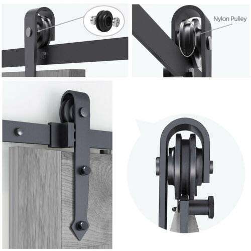 8FT Heavy Duty Sturdy Sliding Barn Door Track Hardware Antique Country Style Closet Set Rollers Suitable for Indoor Decoration in Kitchen, Bedroom, Dressing Room, Club, Pub and So On 4