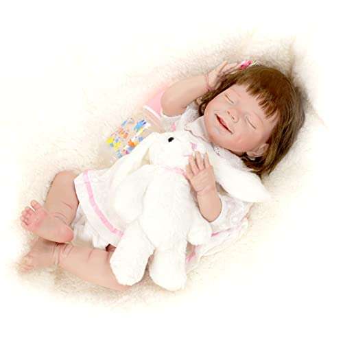 Lifelike Reborn Baby Dolls - Handmade Realistic Silicone Newborn Baby Dolls Silky Smooth Skin Sleeping Smile Real Life Baby Girls Dolls with Toy Accessories Gift Set for Kids Age 3+ & Collection 3