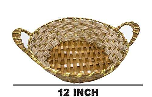 Raaya Set of 2 Serving Baskets for Home Use, Wedding Serving Baskets, Return Gift for Festivals, Home Decor Items, 25 Gram, Brown, Pack of 1 3