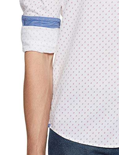 Parx Printed White Coloured Cotton Shirts (Size :- 44) Men's Printed Slim fit Casual Shirt (XMSS09138-W2_White_44 6