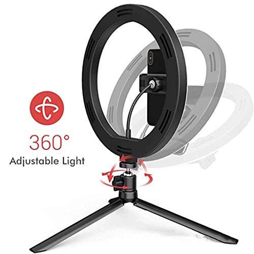 QFFL LED Ring Light Ring Light with Foldable to Carry Tripod Stand and Cell Phone Holder for Live Stream/Makeup Mini Led Camera Ringlight (Color : 26cm) 5