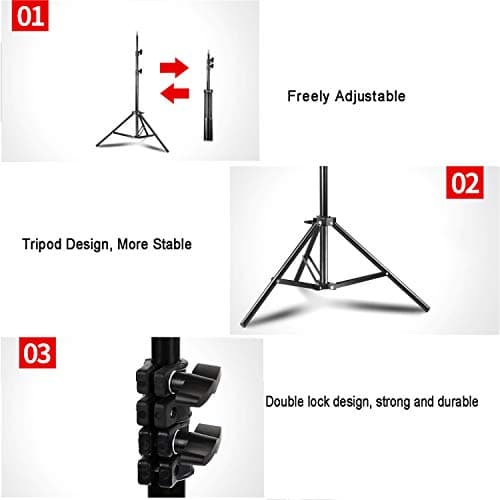 ZJING 26cm LED Ring Light, Dimmable Self-Timer Lamp with Stand, Suitable for Live Broadcast, Fill Light, Photography, Smartphone,A,1.6m 4