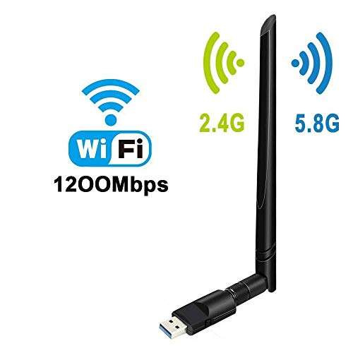 1200Mbps Wireless USB WiFi Adapter Dongle Dual Band 2.4G/5GHz w/Antenna 802.11AC 6