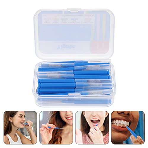 GLEAVI 30Pcs Teeth Interdental Brush Small Teeth Brace Brush Between Gum Cleaner Plaque Removal Pick Tooth Cleaning Supplies for Women and Men Blue 5