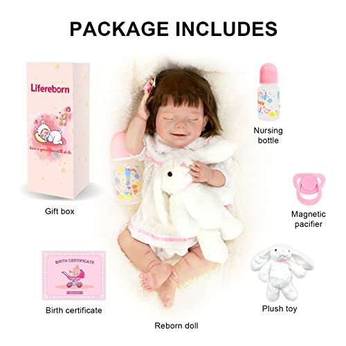 Lifelike Reborn Baby Dolls - Handmade Realistic Silicone Newborn Baby Dolls Silky Smooth Skin Sleeping Smile Real Life Baby Girls Dolls with Toy Accessories Gift Set for Kids Age 3+ & Collection 5
