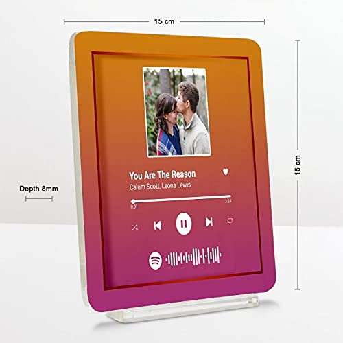Giftcart Personalised Spotify Favourite Song Plaque Pink |Music Photo Plaque Scan Photo Spotify Plexiglas Personalized Song Album Display Gift 6