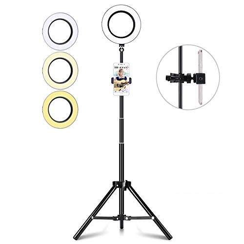 ZQZ-Store 16.5cm Ring Light, Desktop/Floor Mobile Phone Support Tripod Selfie Ring Light Outdoor Photo/Video/Video Equipment Support (Color : A-16.5cm Ring Light) 2