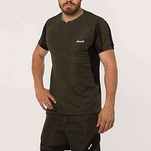 Mens Summer Fashion Short Sleeve Quick Dry Sports Fitness Breathable Mesh Casual T Shirts Blouses Tops (M, Navy) 3