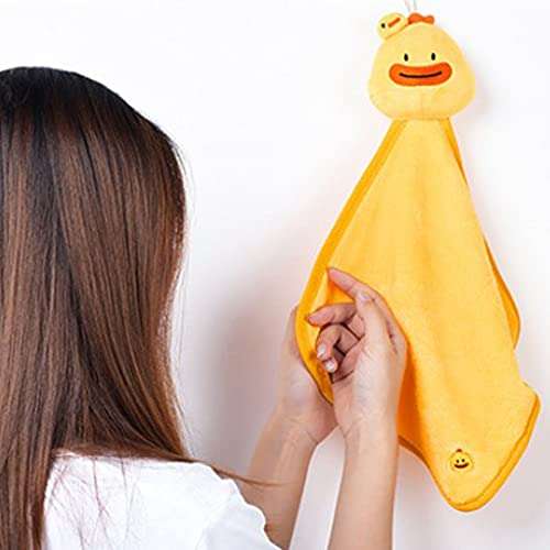 HEAVY DRIVER® Soft & Absorbent Hanging Hand Towel Cute Kitchen Towel for Bathroom Yellow 2