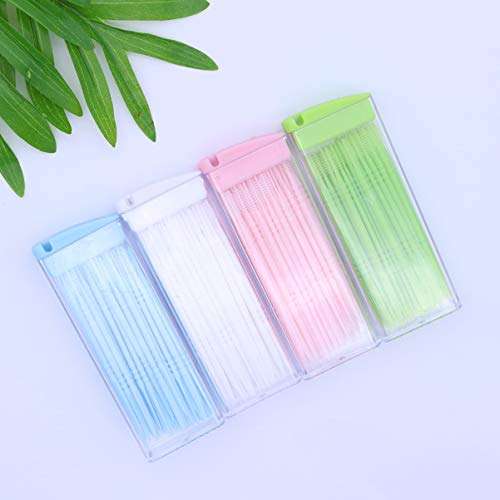 Healifty 200pcs Plastic Toothpicks Double-Ended Toothpicks Brush Teeth Sticks Teeth Cleaning Tool Portable Oral Care Tooth Picks 3