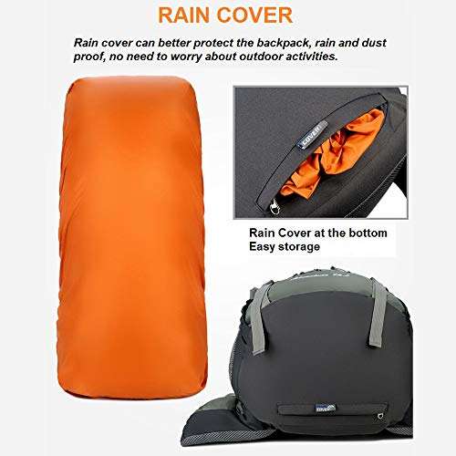 75L Hiking Backpack, YiMiky Super Large Capacity Travel Daypack for Backpacking Mountaineering Backpack with Rain Cover Climbing Rucksack Camping Trekking Bag Waterproof Outdoor Bag - Black 4
