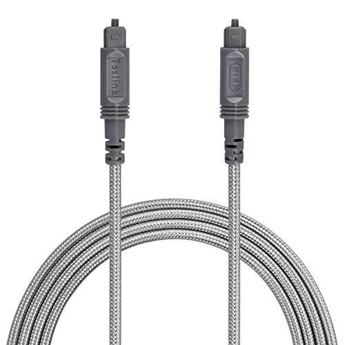 Digital Optical Audio Cable Toslink Ultra Durable Nylon Braided Jacket Slim Flexible Fiber Optic Cord for Home Theater, Sound bar,TV,PS4,Xbox (6.6ft/2m Grey) 2
