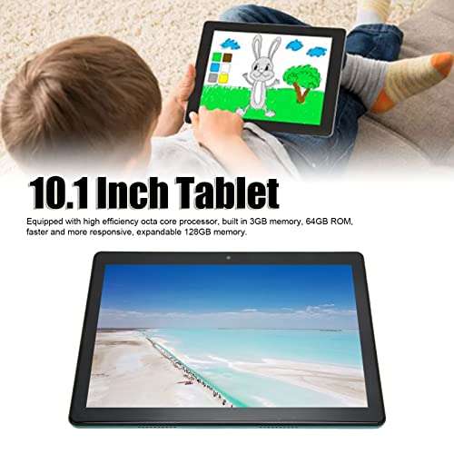 10.1 Inch Tablet, Portable Tablet Call Support Octa Core Processor Dual Speakers for Home for Office for Travel(Green) 4