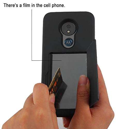 Bemz Pocket Series Compatible with Moto G7 Optimo Maxx (XT1955DL) Slim Wallet Dual Layer Hybrid Case with 3 Card Holder Hidden Storage Compartment and Atom Cloth - Black 5