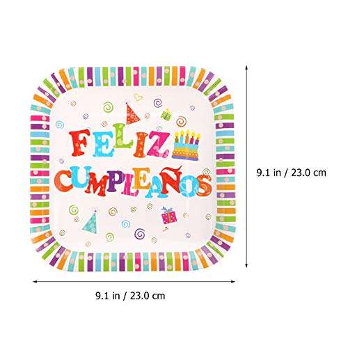 VALICLUD 30pcs 9 inch Happy Birthday Rainbow Party Supplies Feliz Cumplea±os Paper Dessert Plates for Kids 6