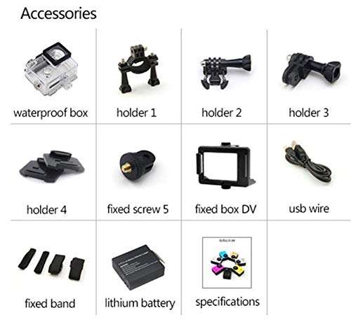 Sports Action Camera 1080P Ultra HD 12MP Underwater Waterproof DV Camcorder 170 Degree Wide Angle and Mounting Accessory Kits (Yellow) 6
