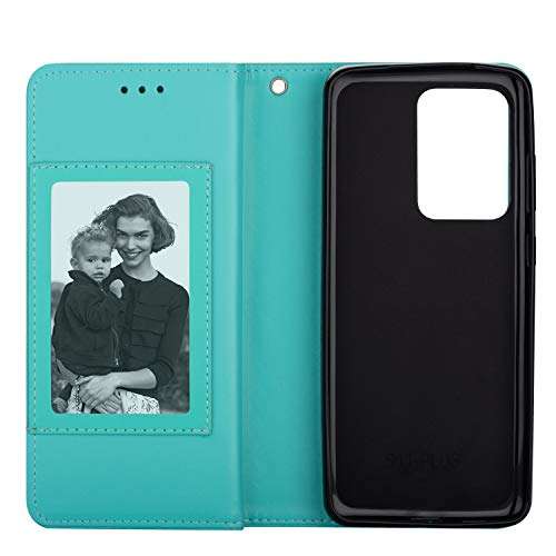 DEFBSC Samsung Galaxy A21S Wallet Case,Magnetic Premium Leather Folio Flip Case with 9 Card Slots/Holder Kickstand and Wrist Strap for Samsung A21S-Mint Green 4