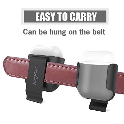 ProCase Apple AirPods 2 & 1 Case, Exquisite Belt Clip Holster Ultra Slim Shockproof Protective Shell Cover for Apple AirPods and AirPods 2nd Generation Charging Case -Black 3