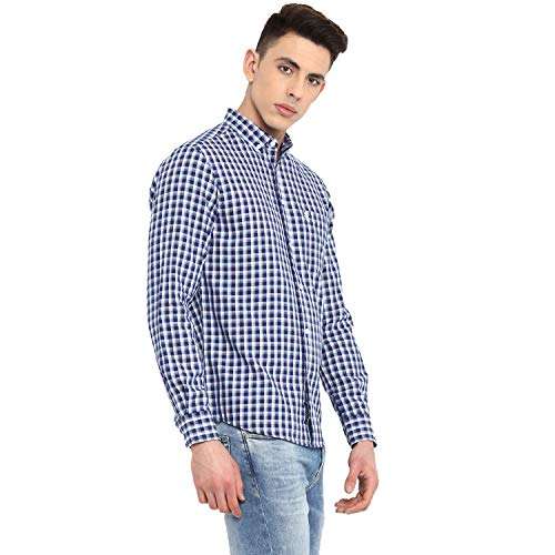 Red Tape Men's Checkered Regular fit Casual Shirt (RFS0574_Navy Medium) 4