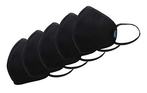 F Gear Standard Size Mask for Adult Color Black F95 Safeguard 7 layer ISO CE SITRA lab certified >95% Bacteria Filtration Face Mask pack of 5 (3455) 2