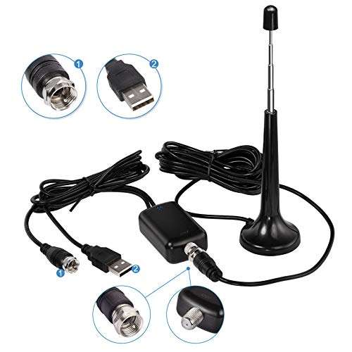 Bingfu Digital TV Antenna Telescopic Amplified HDTV Antenna Portable Magnetic Base TV Antenna Indoor or Outdoor with Amplifier Signal Booster 10Ft Coax Cable Supports 4K 1080P HDTV and All Older TV 4